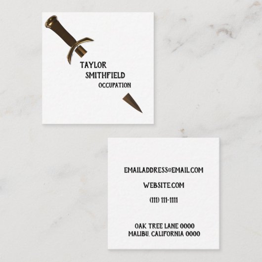 zwaard vierkante visitekaartje (Voorkant / Achterkant)