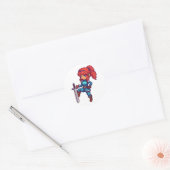 Zwaard Vrouw RPG Warrior Ronde Sticker (Envelop)