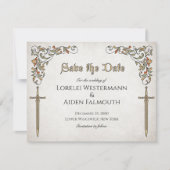 Zwaarden Gamer Fantasy Wedding Bedankkaart (Voorkant)