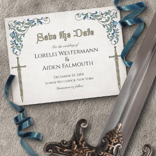 Zwaarden Gamer Fantasy Wedding Bedankkaart
