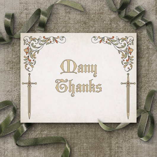 Zwaarden Gamer Fantasy Wedding Bedankkaart