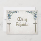 Zwaarden Gamer Fantasy Wedding Bedankkaart (Voorkant)