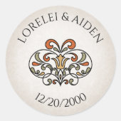Zwaarden Gamer Fantasy Wedding Ronde Sticker (Voorkant)
