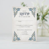 Zwaarden Gamer Fantasy Wedding RSVP Kaartje (Staand voorkant)