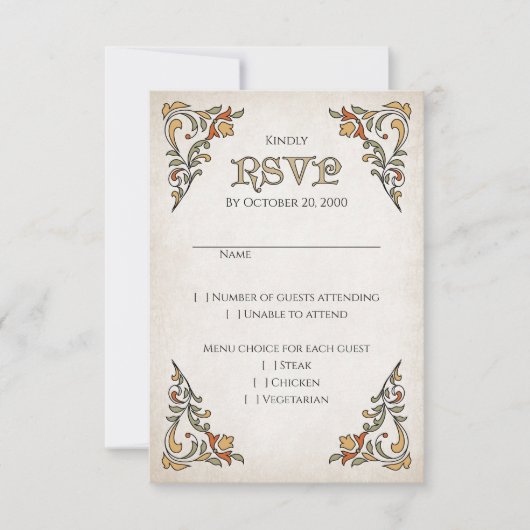 Zwaarden Gamer Fantasy Wedding RSVP Kaartje (Voorkant)