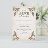 Zwaarden Gamer Fantasy Wedding RSVP Kaartje (Staand voorkant)