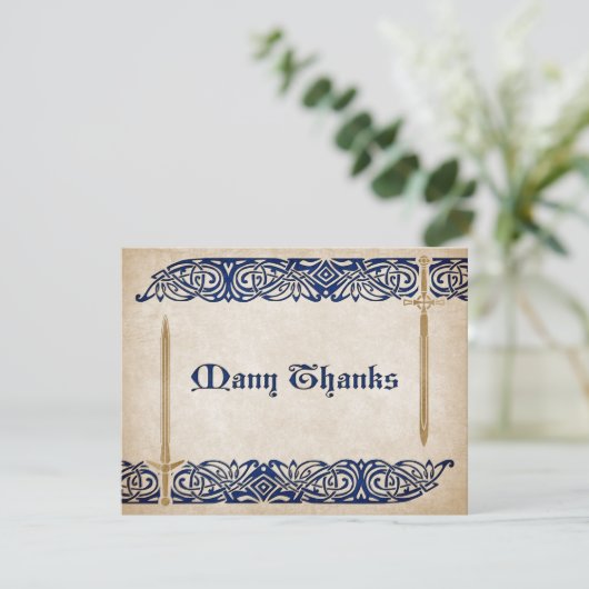 Zwaarden Keltische bruiloft Bedankkaart (Staand voorkant)