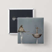 Zwaarden: met bekerfolie gesneden riem van gesnede vierkante button 5,1 cm (Voorkant /achterkant)