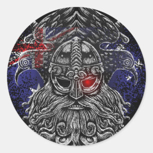 Zwaarden van Odins raven Viking-mythologie Austral Ronde Sticker