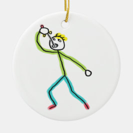 Zwaardslikkende Stickman Keramisch Ornament