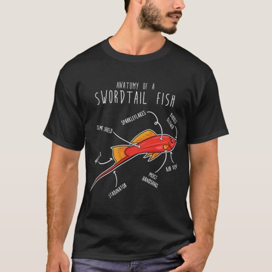 Zwaardstaartvis Anatomie T-shirt (Voorkant)