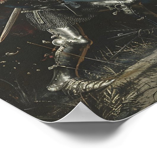 Zwaardstrijd tussen twee ridders poster (Hoek)