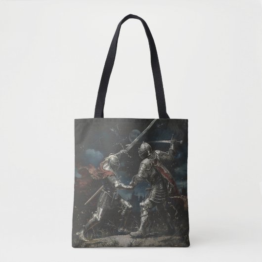 Zwaardstrijd tussen twee ridders tote bag (Voorkant)