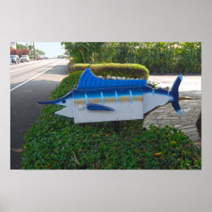 Zwaardvis-brievenbus op het eiland Hawaii Poster
