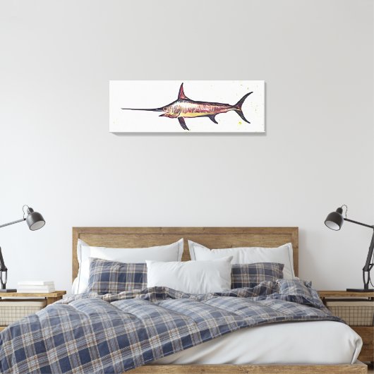 zwaardvis canvas afdruk (Insitu (Slaapkamer))
