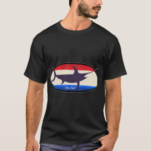 Zwaardvis Kunst Retro Rood Wit en Blauw T-shirt