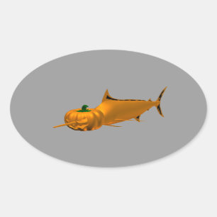 zwaardvis ovale sticker
