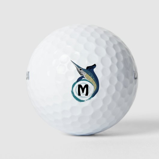 Zwaardvis-pompelmonogram Golfballen (Voorkant)