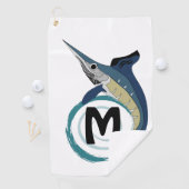 Zwaardvis-pompelmonogram Golfhanddoek (Insitu)