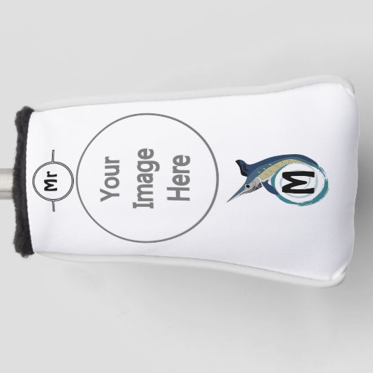 Zwaardvis-pompelmonogram Golfheadcover (Voorkant)