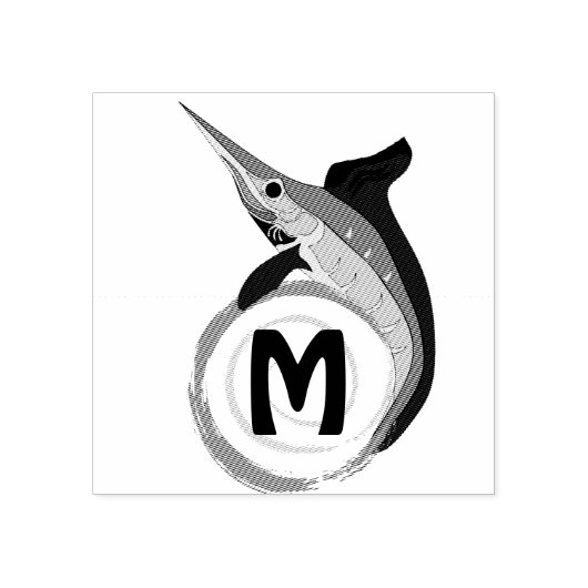Zwaardvis-pompelmonogram Rubberstempel (Afrduk)