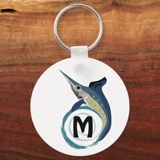 Zwaardvis-pompelmonogram Sleutelhanger (Voorkant)