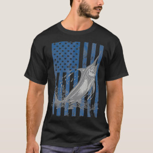 Zwaardvis Vist Amerikaans Zee met vlag Vist T-shirt