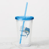 Zwaardvis zeilvis leuk cartoon illustratie acryl drinkbeker (Achterkant)