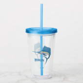 Zwaardvis zeilvis leuk cartoon illustratie acryl drinkbeker (Voorkant)