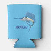 Zwaardvis zeilvis leuk cartoon illustratie blikjeskoeler (Achterkant)