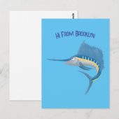 Zwaardvis zeilvis leuk cartoon illustratie briefkaart (Voorkant / Achterkant)