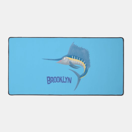 Zwaardvis zeilvis leuk cartoon illustratie bureaumat (Voorkant)