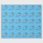 Zwaardvis zeilvis leuk cartoon illustratie cadeaupapier (Vlak)