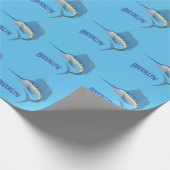 Zwaardvis zeilvis leuk cartoon illustratie cadeaupapier (Hoek)