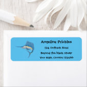 Zwaardvis zeilvis leuk cartoon illustratie etiket (Insitu)