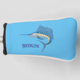 Zwaardvis zeilvis leuk cartoon illustratie golfheadcover