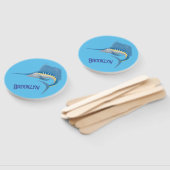 Zwaardvis zeilvis leuk cartoon illustratie handwaaier (Niet-gemonteerd)