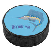 Zwaardvis zeilvis leuk cartoon illustratie hockey puck (3/4)