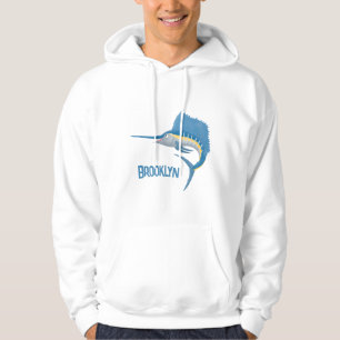 Zwaardvis zeilvis leuk cartoon illustratie hoodie