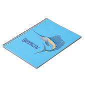 Zwaardvis zeilvis leuk cartoon illustratie notitieboek (Linkerzijde)