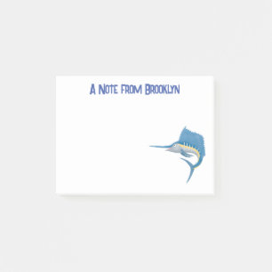 Zwaardvis zeilvis leuk cartoon illustratie post-it® notes