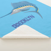 Zwaardvis zeilvis leuk cartoon illustratie sherpa deken (3/4)