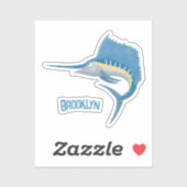Zwaardvis zeilvis leuk cartoon illustratie sticker (Vel)