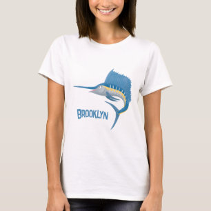 Zwaardvis zeilvis leuk cartoon illustratie t-shirt
