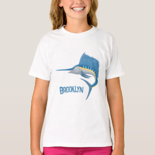 Zwaardvis zeilvis leuk cartoon illustratie t-shirt