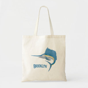Zwaardvis zeilvis leuk cartoon illustratie tote bag