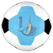 Zwaardvis zeilvis leuk cartoon illustratie voetbal (Gedraaid)