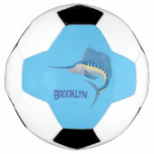 Zwaardvis zeilvis leuk cartoon illustratie voetbal (Voorkant)