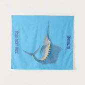 Zwaardvis zeilvis leuk cartoon illustratie wandkleed (Voorkant (horizontaal))