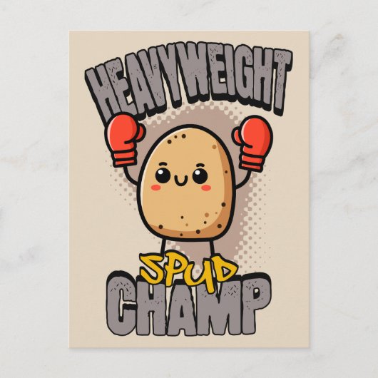 Zwaargewicht Spud Kampioen Boksen Aardappel Briefkaart (Voorkant)